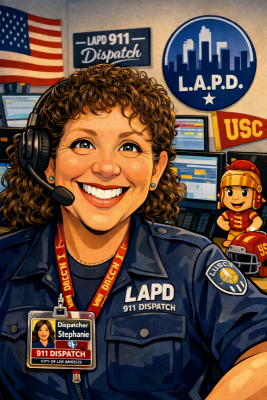 A caricature of me as a Dispatcher.  