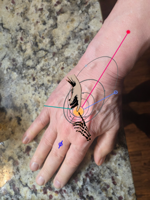 This was the original idea, with "The Creation of Adam" rif