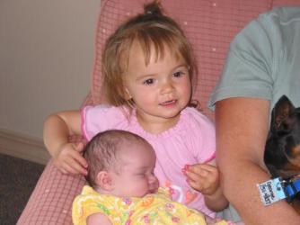 The Girls ~ Summer 2005. Lindsay holds her baby sister. What a bunch of cuties...