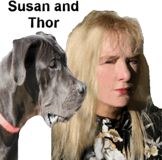 Me and Thor ~  Me and one of my dogs, a black Great Dane, Thor.  This was taken December of 2007.  We were out in the sunshine and I'm sorry, but I'm squinting.  Sadly, Great Danes, due to their size, do not live long, even though Thor lived longer than most Danes.  I've had a lot of loss lately; Thor passed over the Rainbow in 2009. 
