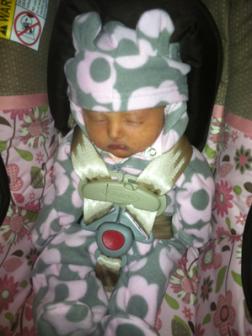 10-26-2012 ~  Getting ready to go to Grandma's. Poor girl was at her worse with jaundice at this point. She was so tired, as if being born wasn't hard enough! 