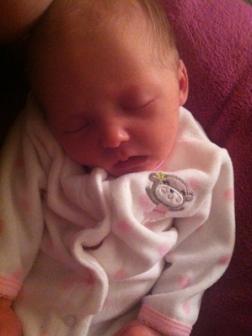 11-03-2012 ~  Sleeping peacefully on Mommy's fuzzy blanket. 