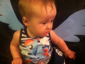 May 13, 2013 ~  Practicing to become a pegasus pony, just like Rainbow Dash! 