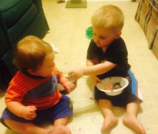 Kaden feeds little brother ~  No description included. 