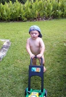 Kaden doing a man's job ~ Stay cool. He's got a bathing suit on!