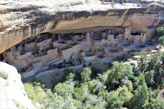 Cliff Palace, Mesa Verde National Park ~  Cliff Palace is one of the largest structures in the Mesa Verde National Park.  Recent studies reveal that Cliff Palace contained 150 rooms and 23 kivas and had a population of approximately 100 people. Out of the nearly 600 cliff dwellings concentrated within the boundaries of the park, 75% contain only 1-5 rooms each, and many are single room storage units. If you visit Cliff Palace you will enter an exceptionally large dwelling which may have had special significance to the original occupants. It is thought that Cliff Palace was a social, administrative site with high ceremonial usage.

 Sandstone, mortar and wood...