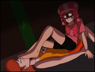 Chapter 10 - Illustration 2 ~ I lowered myself onto the princess’s stomach, using her arched legs as support. “I hate this…”
